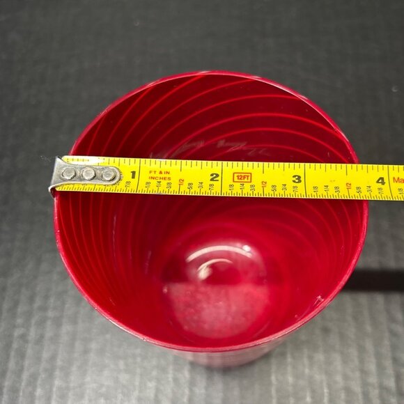 Vintage Blown Swirl Red Cocktail 16 oz Glasses Set of 7  4 1/2" tall 3 3/4" wide - Picture 8 of 8